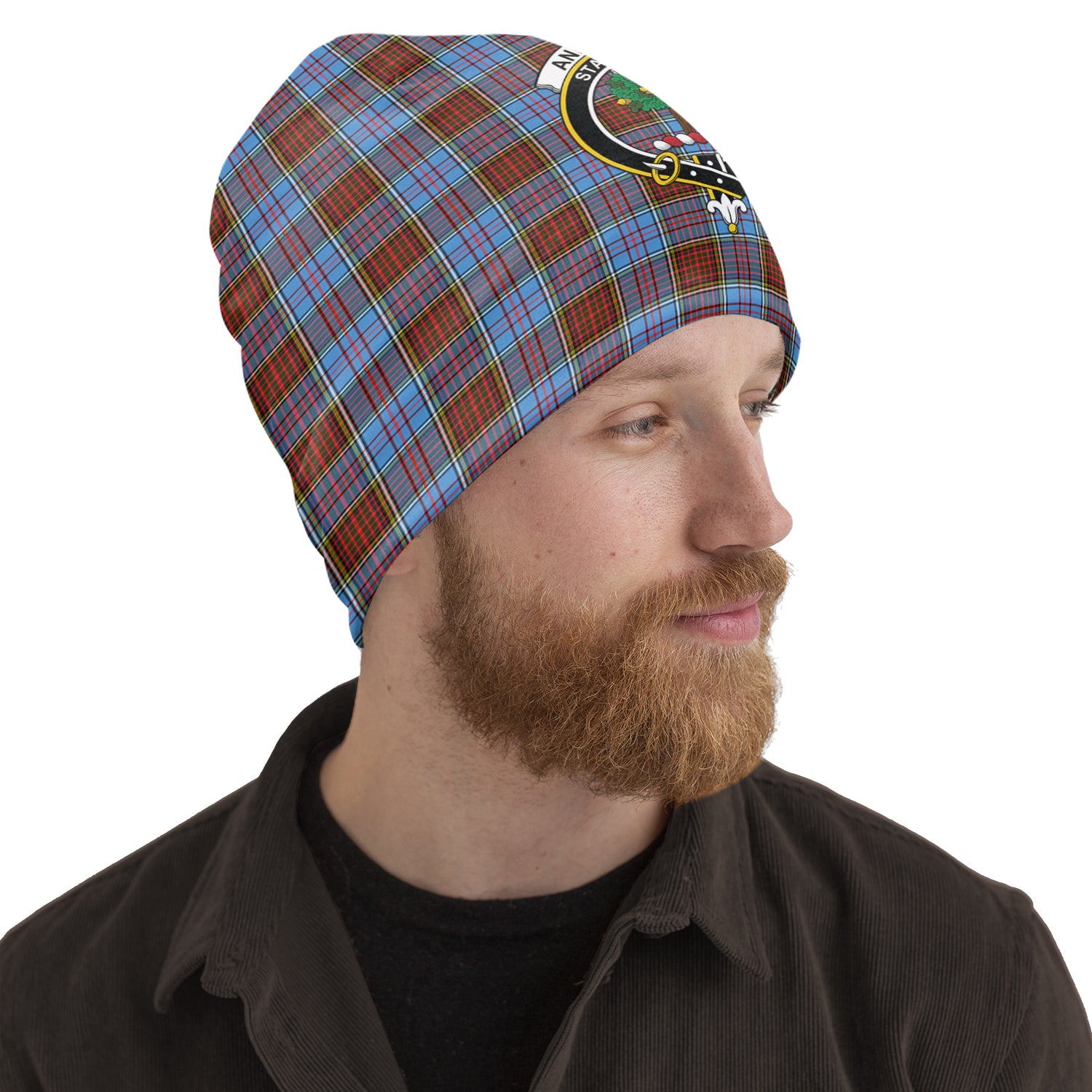 Anderson Modern Tartan Beanies Hat with Family Crest One Size 10.5*10.2 inches - Tartan Vibes Clothing