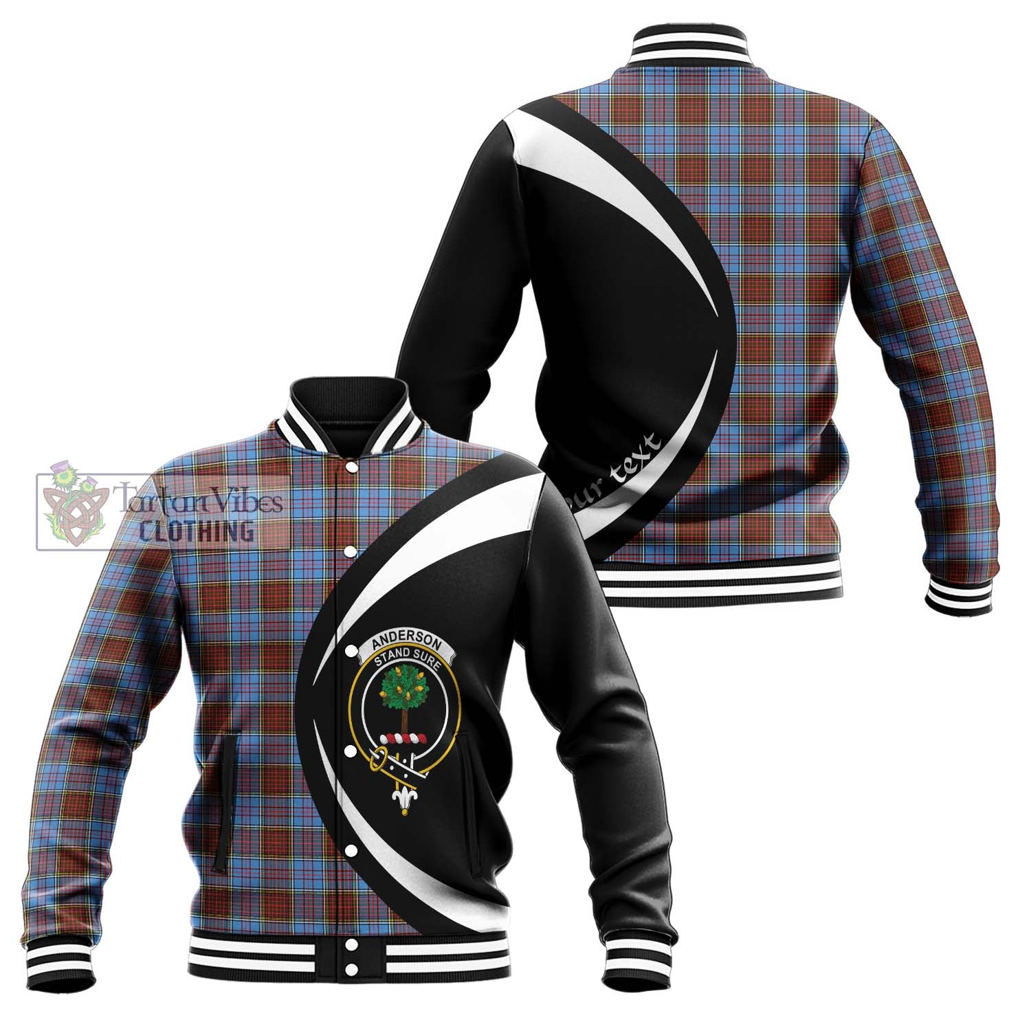 Anderson Modern Tartan Baseball Jacket with Family Crest Circle Style Unisex - Tartan Vibes Clothing