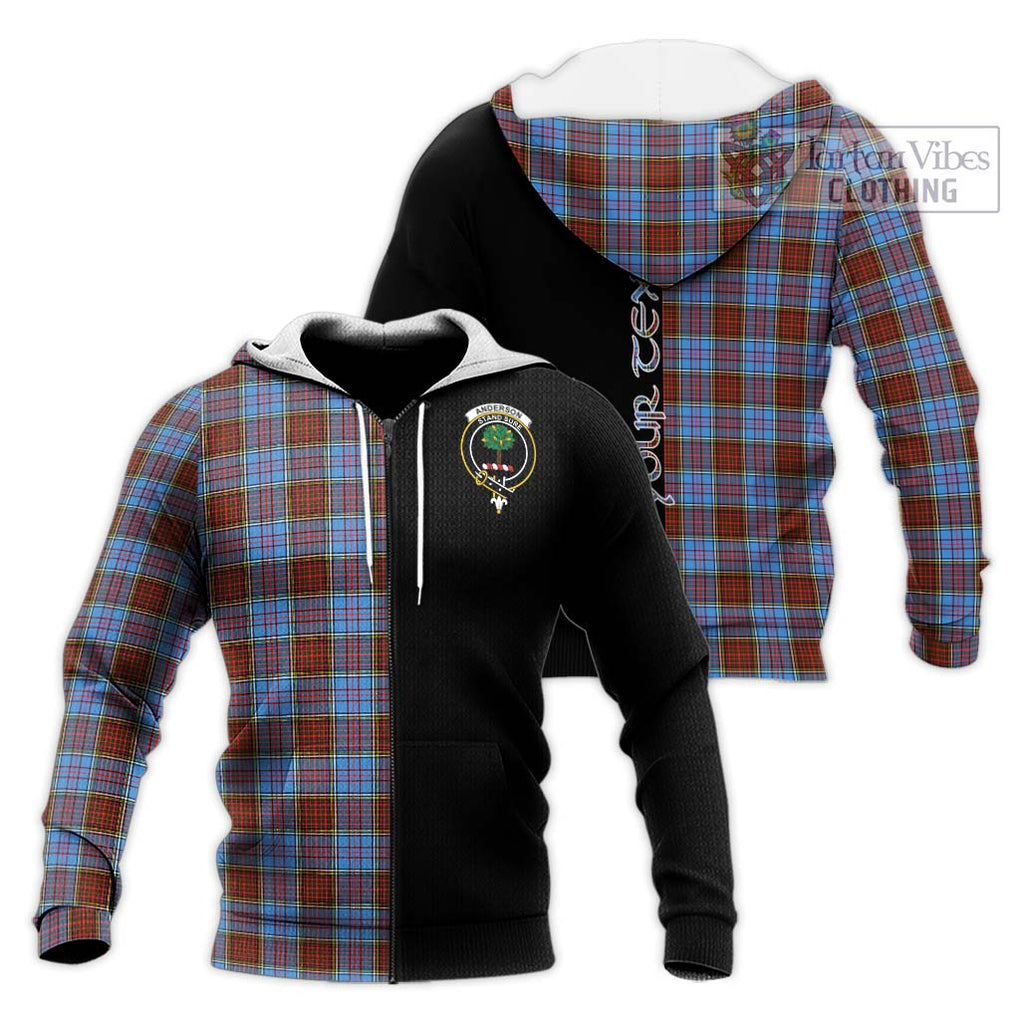 Anderson Modern Tartan Knitted Hoodie with Family Crest and Half Of Me Style Unisex Knitted Zip Hoodie - Tartanvibesclothing Shop