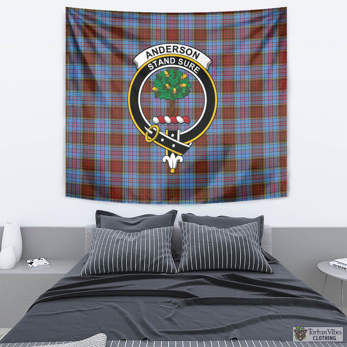 Tartan Vibes Clothing Anderson Modern Tartan Tapestry Wall Hanging and Home Decor for Room with Family Crest