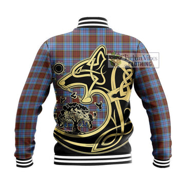 Anderson Modern Tartan Baseball Jacket with Family Crest Celtic Wolf Style