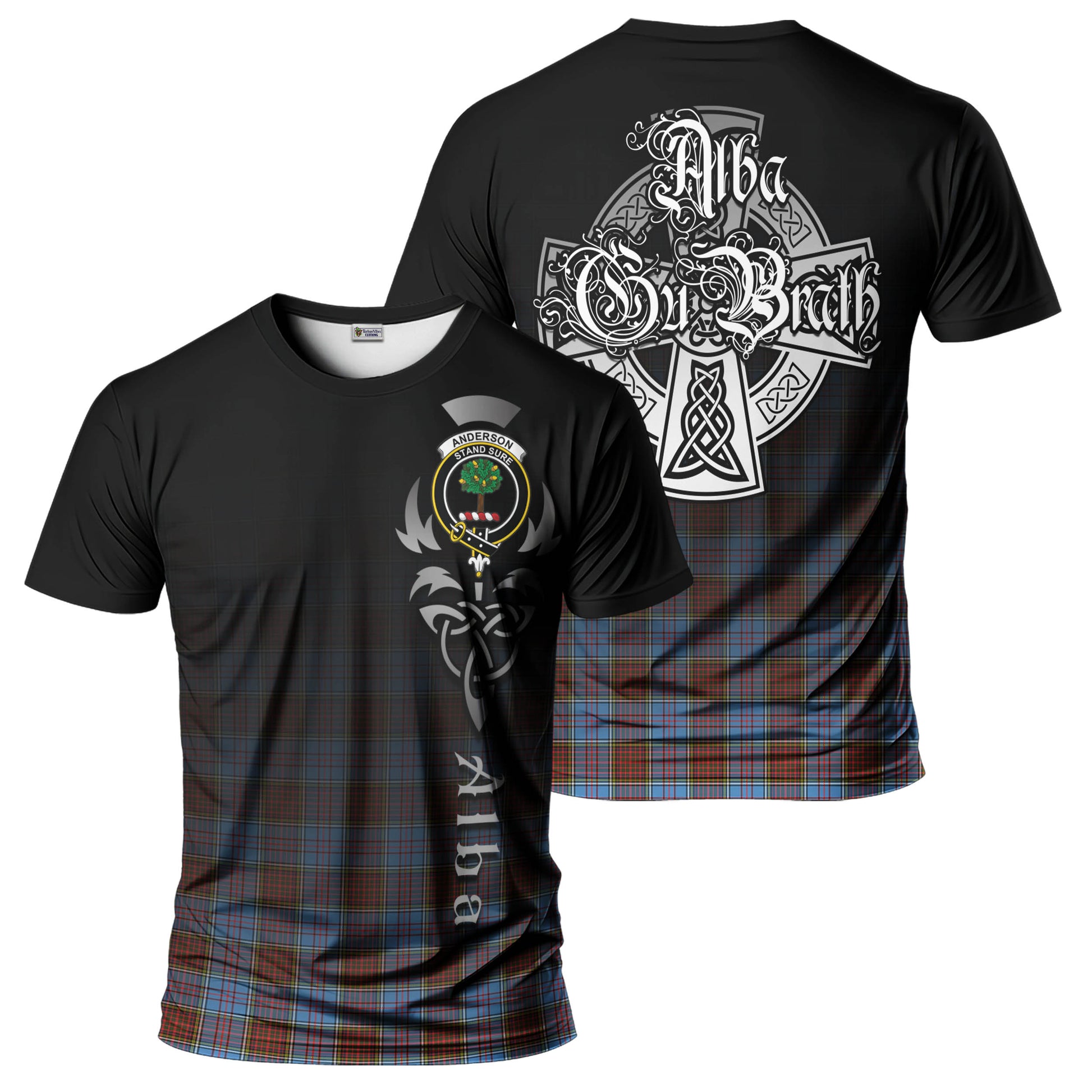 Tartan Vibes Clothing Anderson Modern Tartan T-Shirt Featuring Alba Gu Brath Family Crest Celtic Inspired