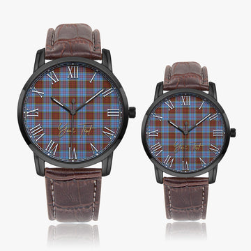 Anderson Modern Tartan Personalized Your Text Leather Trap Quartz Watch