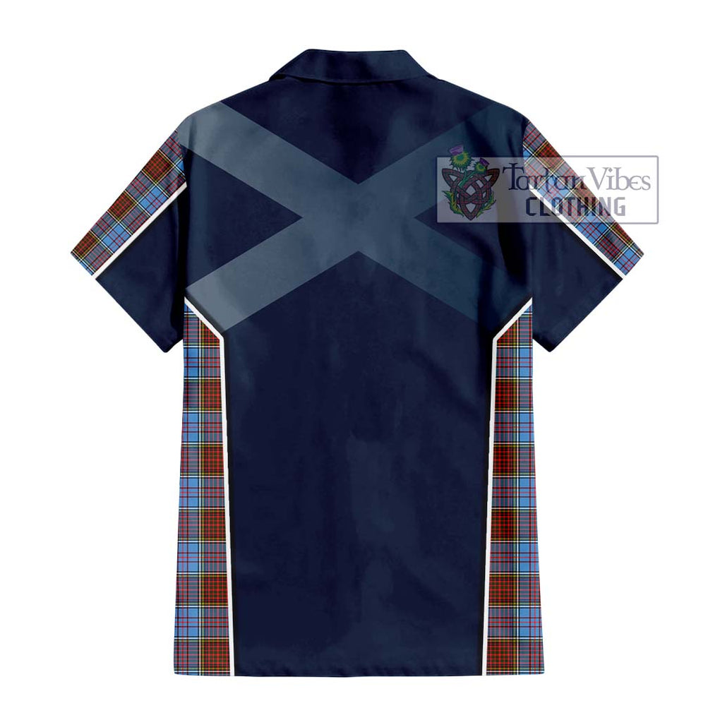 Anderson Modern Tartan Short Sleeve Button Shirt with Family Crest and Lion Rampant Vibes Sport Style - Tartan Vibes Clothing