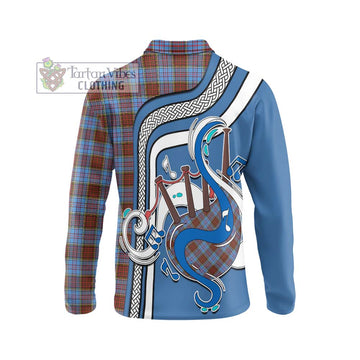 Anderson Modern Tartan Long Sleeve Polo Shirt with Epic Bagpipe Style