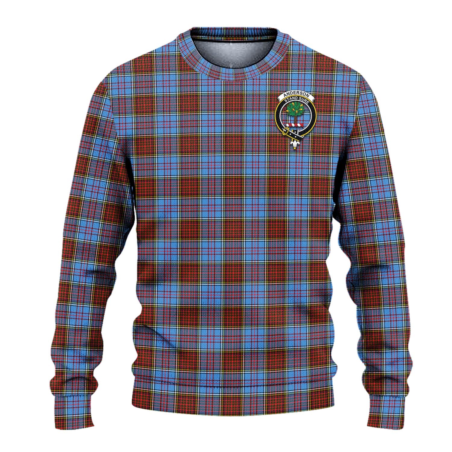 Anderson Modern Tartan Knitted Sweater with Family Crest - Tartanvibesclothing