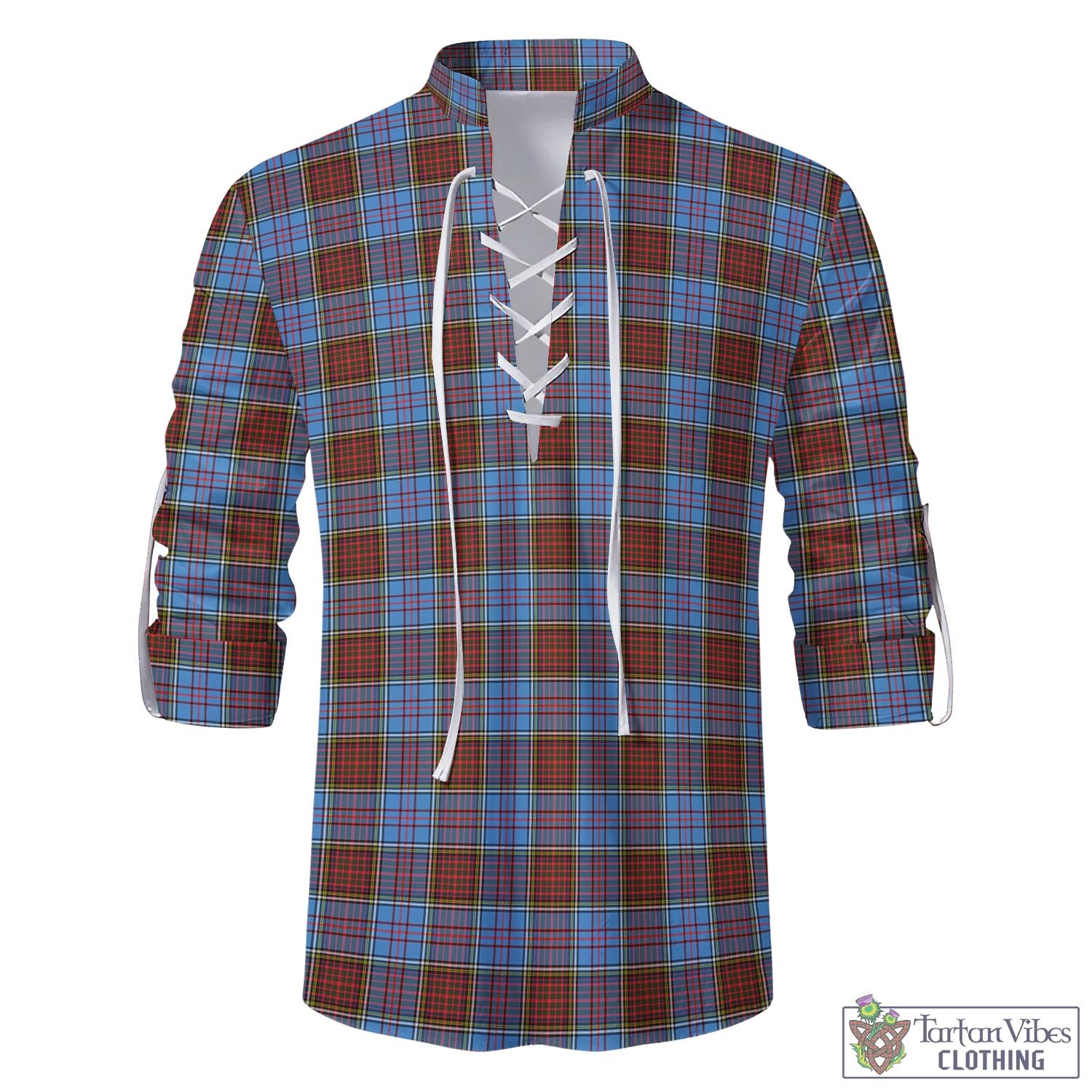 Tartan Vibes Clothing Anderson Modern Tartan Men's Scottish Traditional Jacobite Ghillie Kilt Shirt