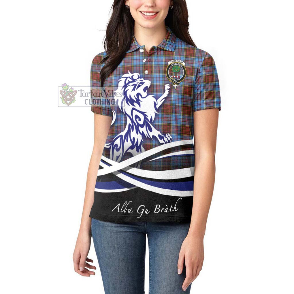 Anderson Modern Tartan Women's Polo Shirt with Alba Gu Brath Regal Lion Emblem - Tartanvibesclothing Shop