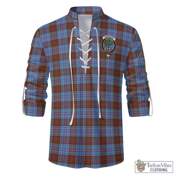 Anderson Modern Tartan Men's Scottish Traditional Jacobite Ghillie Kilt Shirt with Family Crest