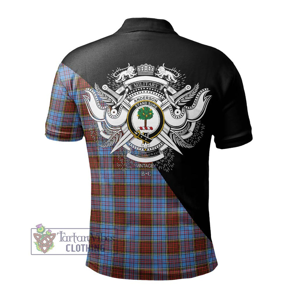 Anderson Modern Tartan Polo Shirt with Family Crest and Military Logo Style - Tartanvibesclothing Shop