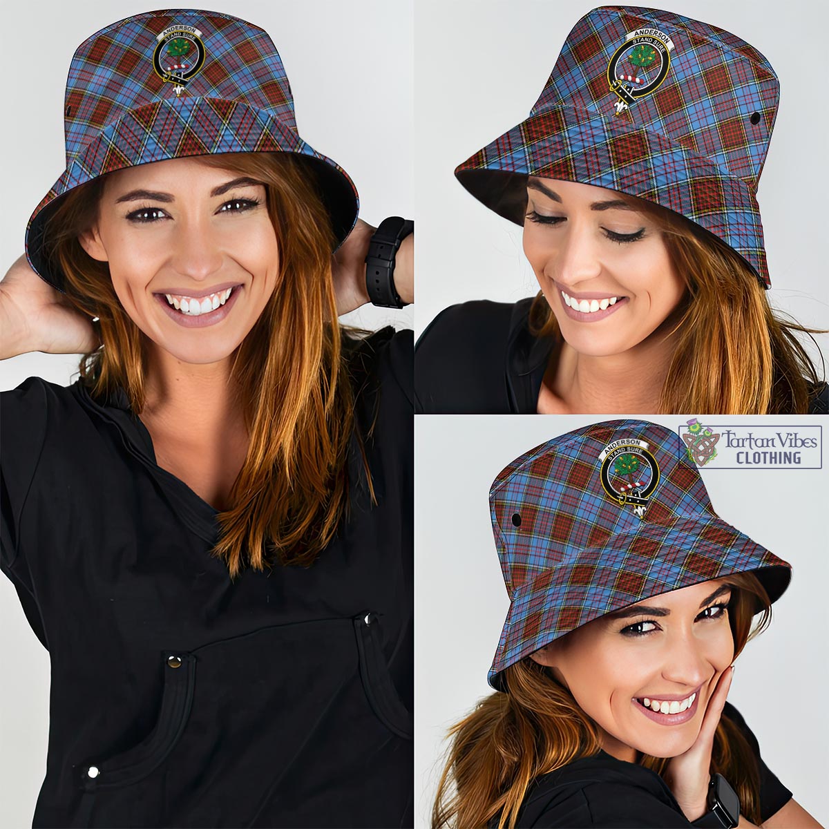 Tartan Vibes Clothing Anderson Modern Tartan Bucket Hat with Family Crest