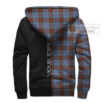 Anderson Modern Tartan Sherpa Hoodie with Family Crest and Half Of Me Style