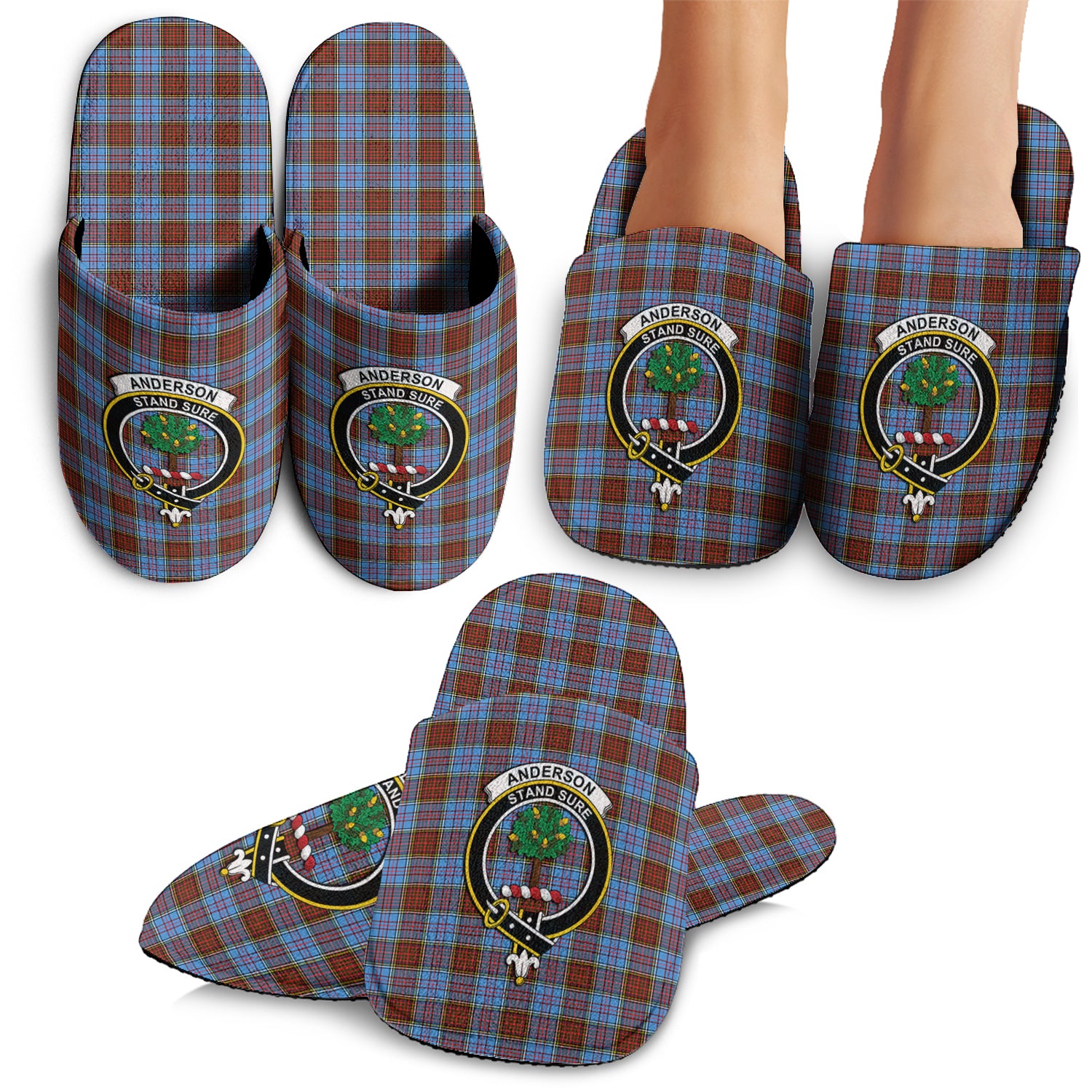 Anderson Modern Tartan Home Slippers with Family Crest - Tartanvibesclothing