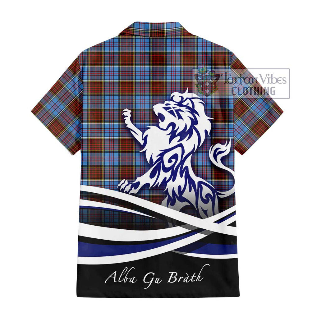 Anderson Modern Tartan Short Sleeve Button Shirt with Alba Gu Brath Regal Lion Emblem - Tartanvibesclothing Shop