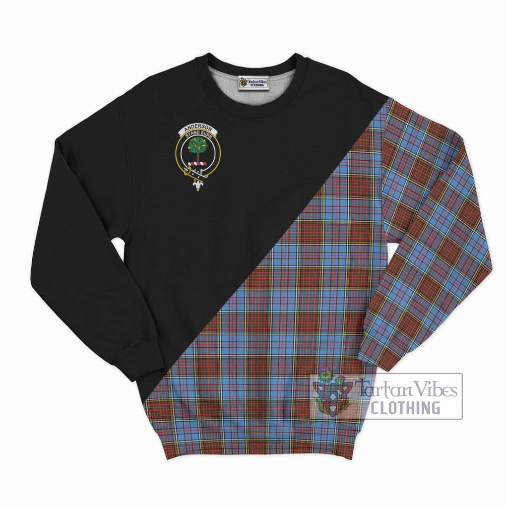 Anderson Modern Tartan Sweatshirt with Family Crest and Military Logo Style - Tartanvibesclothing Shop