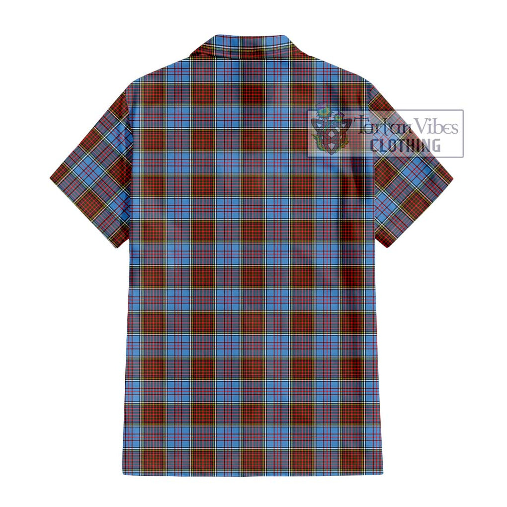 Anderson Modern Tartan Short Sleeve Button Shirt with Family Crest DNA In Me Style - Tartanvibesclothing Shop