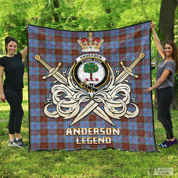 Anderson Modern Tartan Quilt with Clan Crest and the Golden Sword of Courageous Legacy