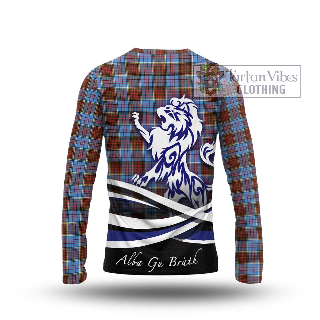 Anderson Modern Tartan Long Sleeve T-Shirt with Alba Gu Brath Regal Lion Emblem - Tartanvibesclothing Shop