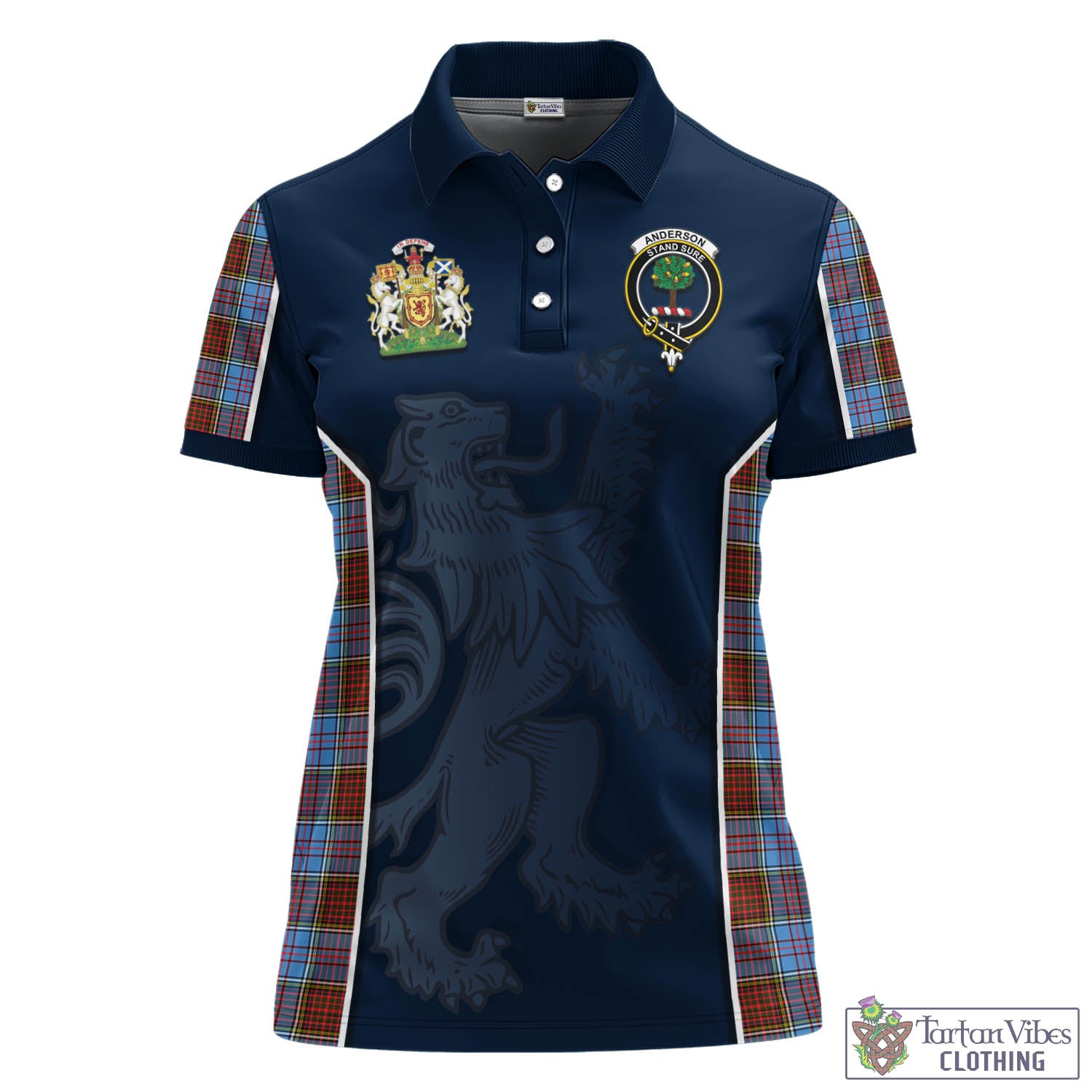 Tartan Vibes Clothing Anderson Modern Tartan Women's Polo Shirt with Family Crest and Lion Rampant Vibes Sport Style