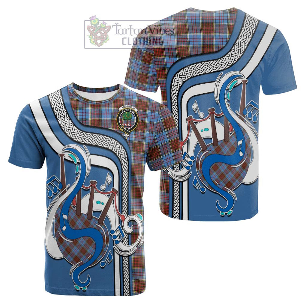 Tartan Vibes Clothing Anderson Modern Tartan Cotton T-shirt with Epic Bagpipe Style