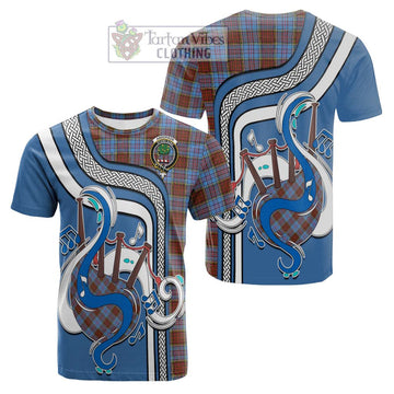 Anderson Modern Tartan Cotton T-shirt with Epic Bagpipe Style