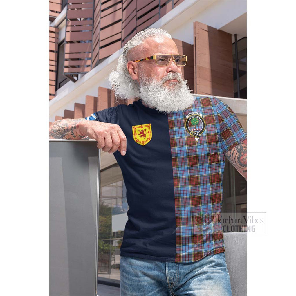 Tartan Vibes Clothing Anderson Modern Tartan Cotton T-shirt with Scottish Lion Royal Arm Half Style