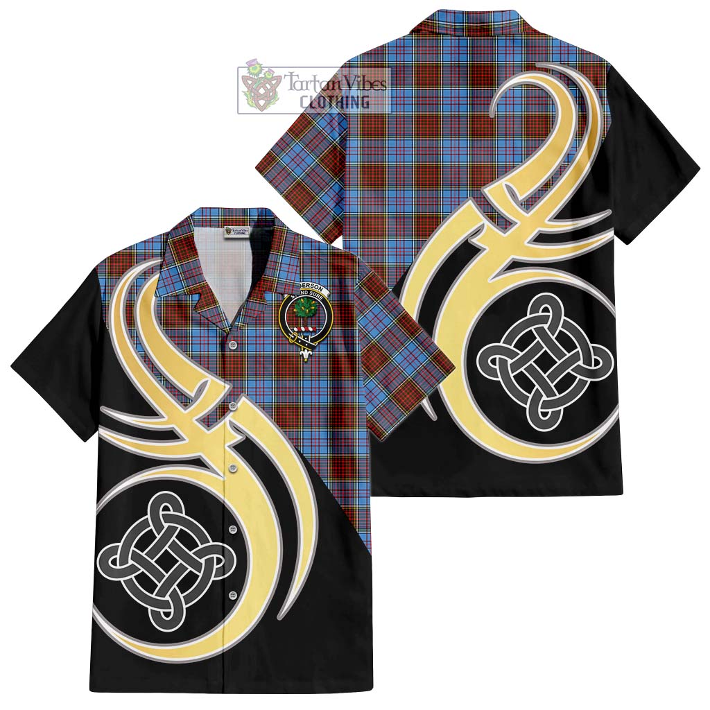 Anderson Modern Tartan Short Sleeve Button Shirt with Family Crest and Celtic Symbol Style - Tartan Vibes Clothing