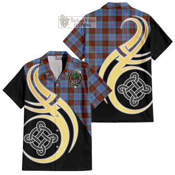 Anderson Modern Tartan Short Sleeve Button Shirt with Family Crest and Celtic Symbol Style