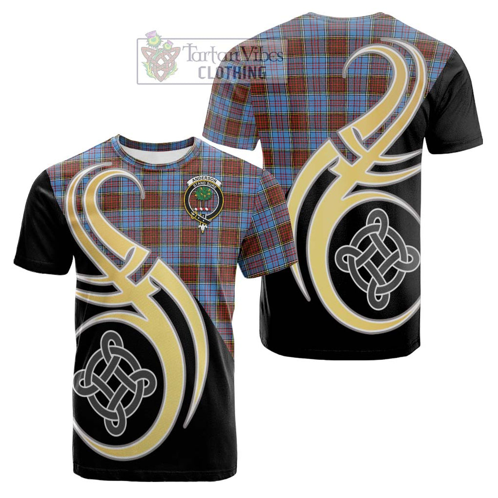 Tartan Vibes Clothing Anderson Modern Tartan Cotton T-shirt with Family Crest and Celtic Symbol Style