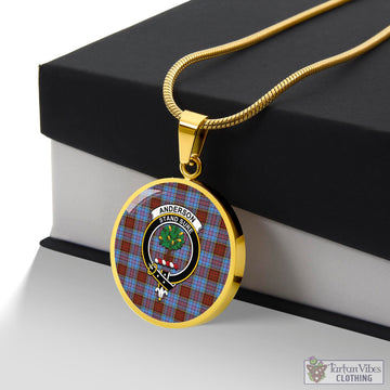 Anderson Modern Tartan Circle Necklace with Family Crest