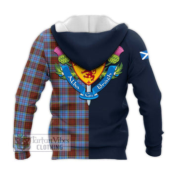 Anderson Modern Tartan Knitted Hoodie Alba with Scottish Lion Royal Arm Half Style