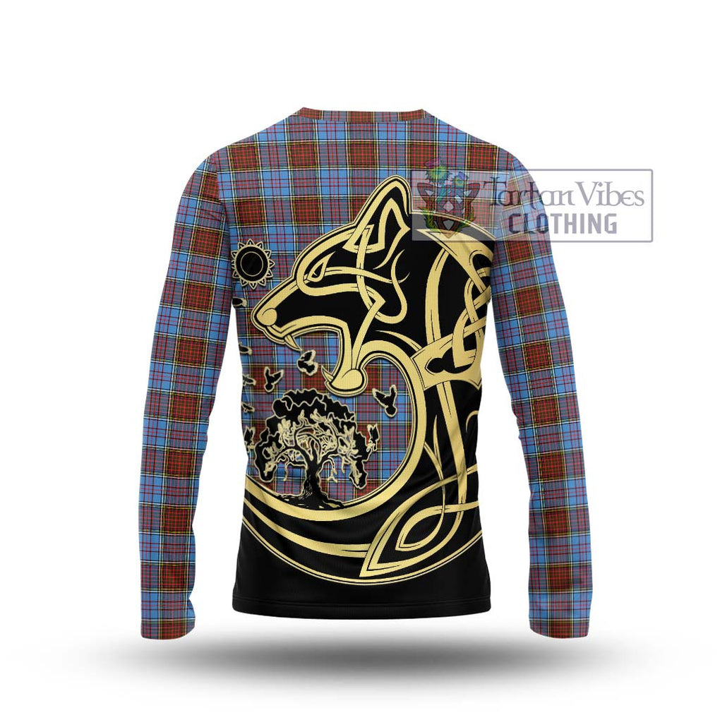 Anderson Modern Tartan Long Sleeve T-Shirt with Family Crest Celtic Wolf Style - Tartan Vibes Clothing