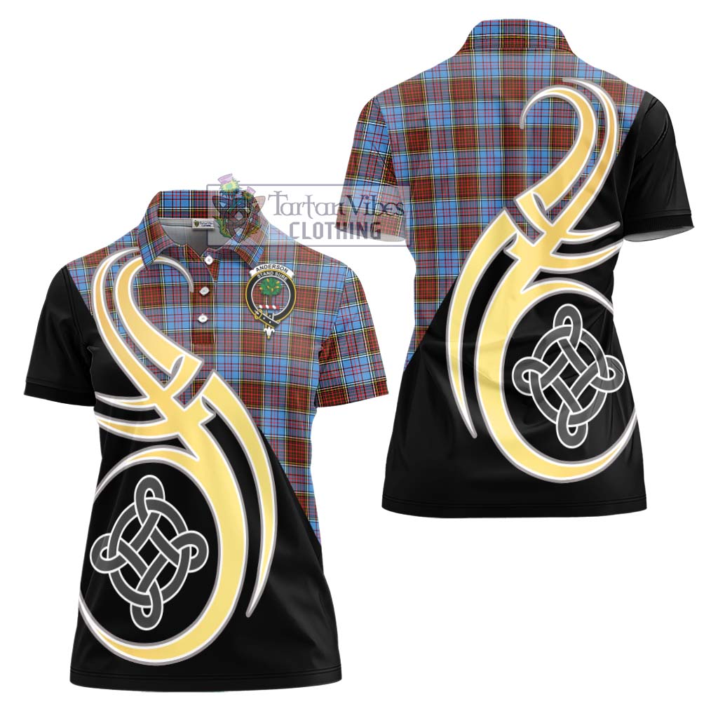 Anderson Modern Tartan Women's Polo Shirt with Family Crest and Celtic Symbol Style - Tartan Vibes Clothing