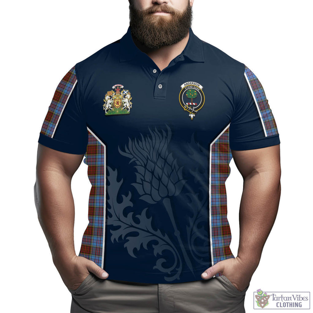 Tartan Vibes Clothing Anderson Modern Tartan Men's Polo Shirt with Family Crest and Scottish Thistle Vibes Sport Style