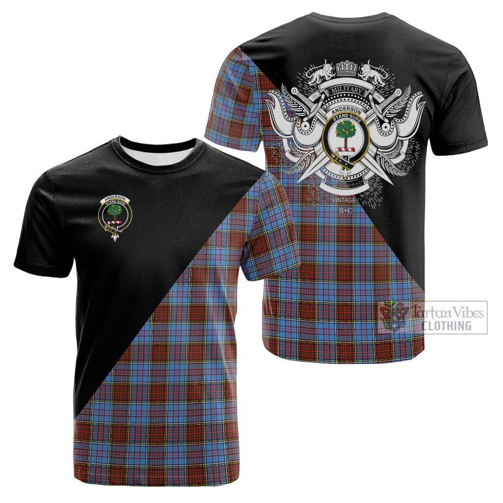 Tartan Vibes Clothing Anderson Modern Tartan Cotton T-shirt with Family Crest and Military Logo Style