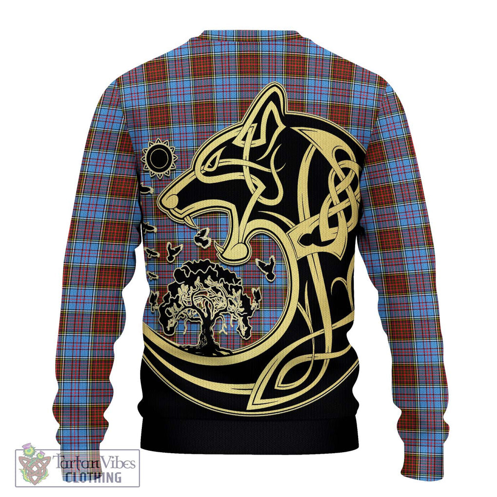 Anderson Modern Tartan Knitted Sweater with Family Crest Celtic Wolf Style - Tartan Vibes Clothing