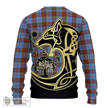 Anderson Modern Tartan Ugly Sweater with Family Crest Celtic Wolf Style