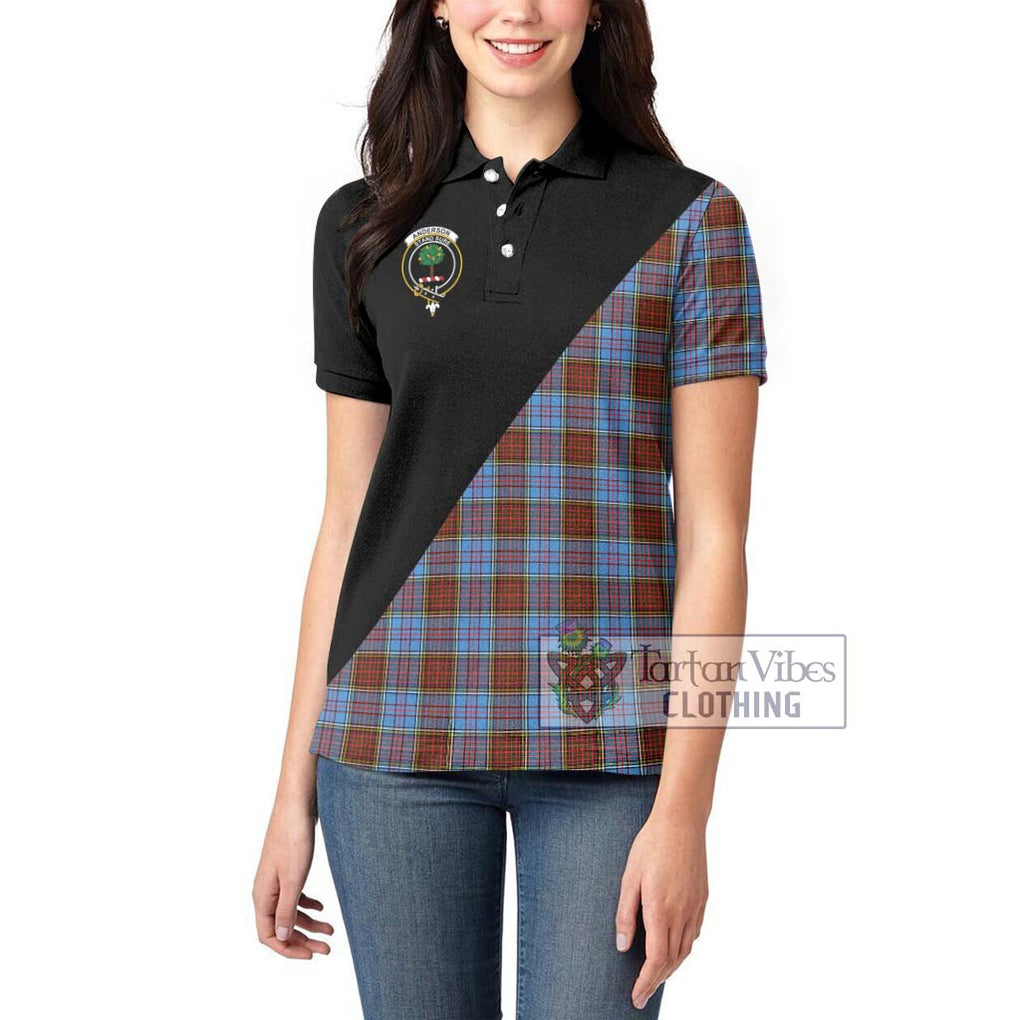 Anderson Modern Tartan Women's Polo Shirt with Family Crest and Military Logo Style - Tartanvibesclothing Shop