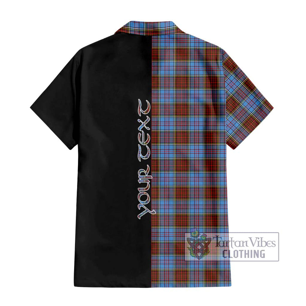 Anderson Modern Tartan Short Sleeve Button Shirt with Family Crest and Half Of Me Style - Tartanvibesclothing Shop