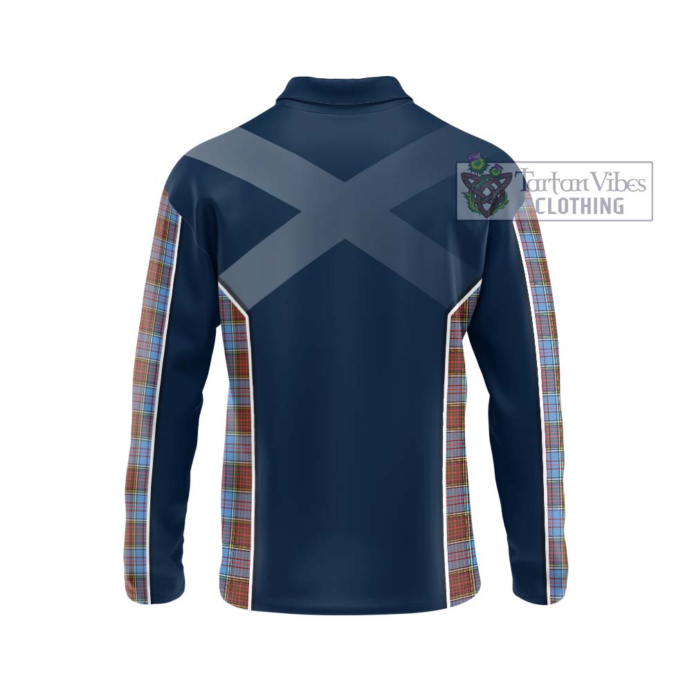 Anderson Modern Tartan Long Sleeve Polo Shirt with Family Crest and Lion Rampant Vibes Sport Style - Tartan Vibes Clothing