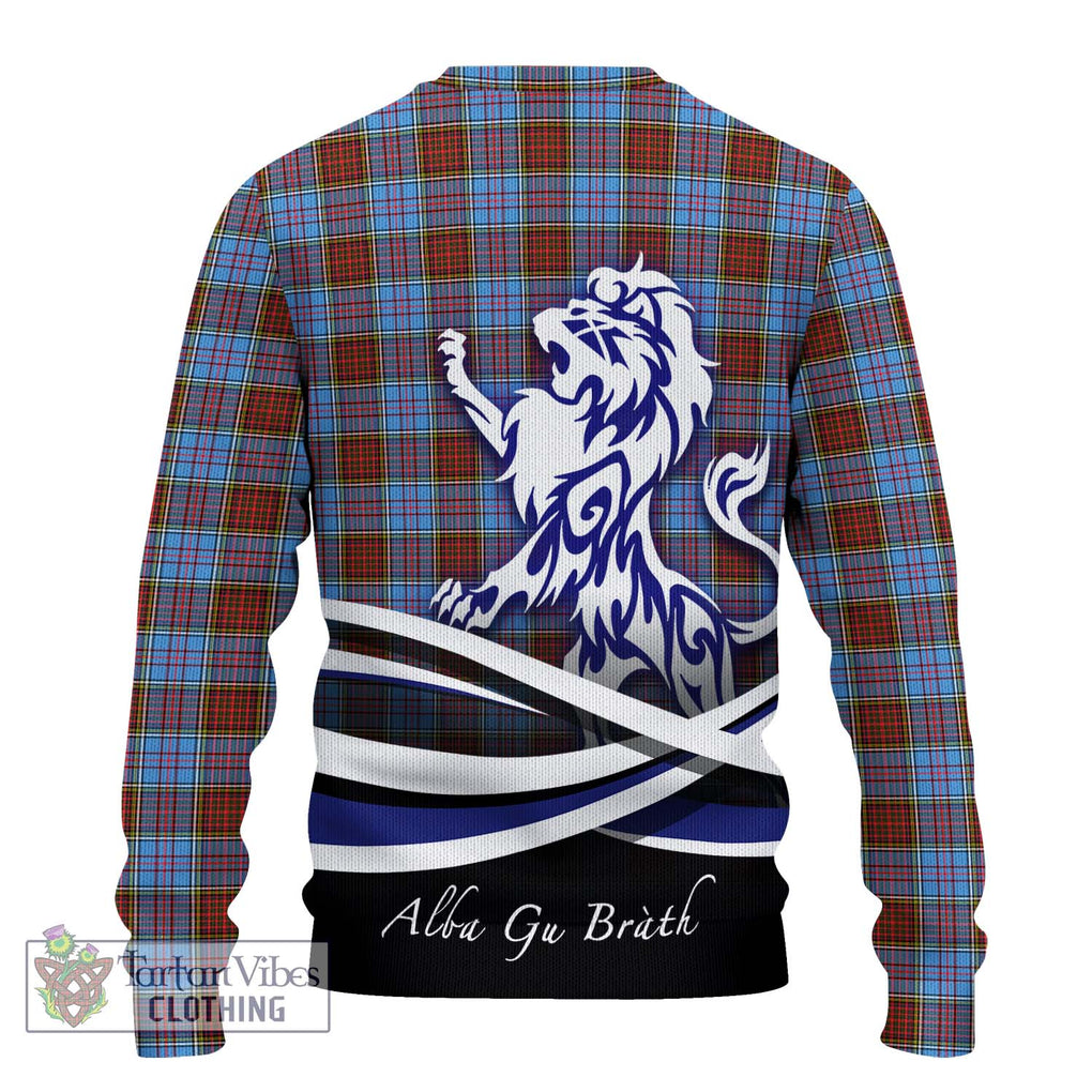 Anderson Modern Tartan Knitted Sweater with Alba Gu Brath Regal Lion Emblem - Tartanvibesclothing Shop