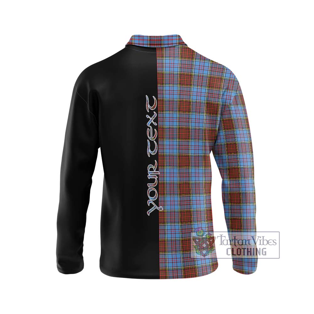 Anderson Modern Tartan Long Sleeve Polo Shirt with Family Crest and Half Of Me Style - Tartanvibesclothing Shop