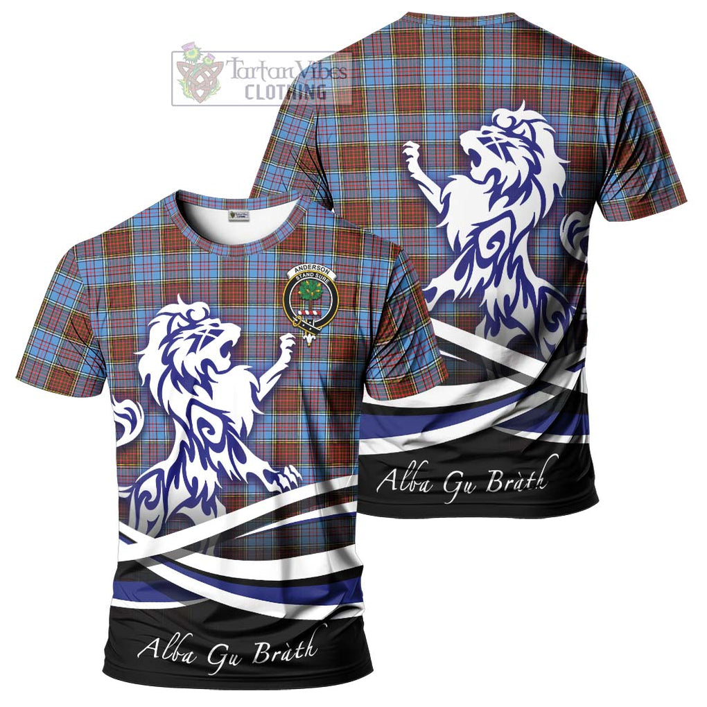 Tartan Vibes Clothing Anderson Modern Tartan Cotton T-shirt with Alba Gu Brath Regal Lion Emblem