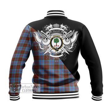 Anderson Modern Tartan Baseball Jacket with Family Crest and Military Logo Style