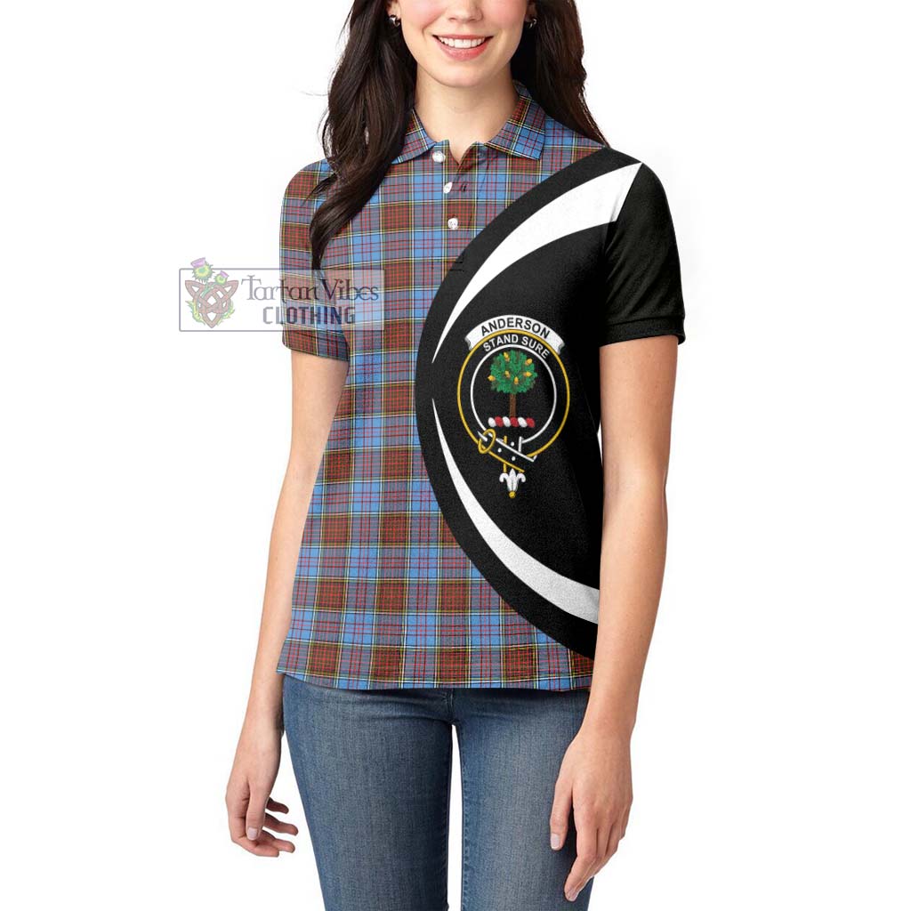 Anderson Modern Tartan Women's Polo Shirt with Family Crest Circle Style - Tartan Vibes Clothing