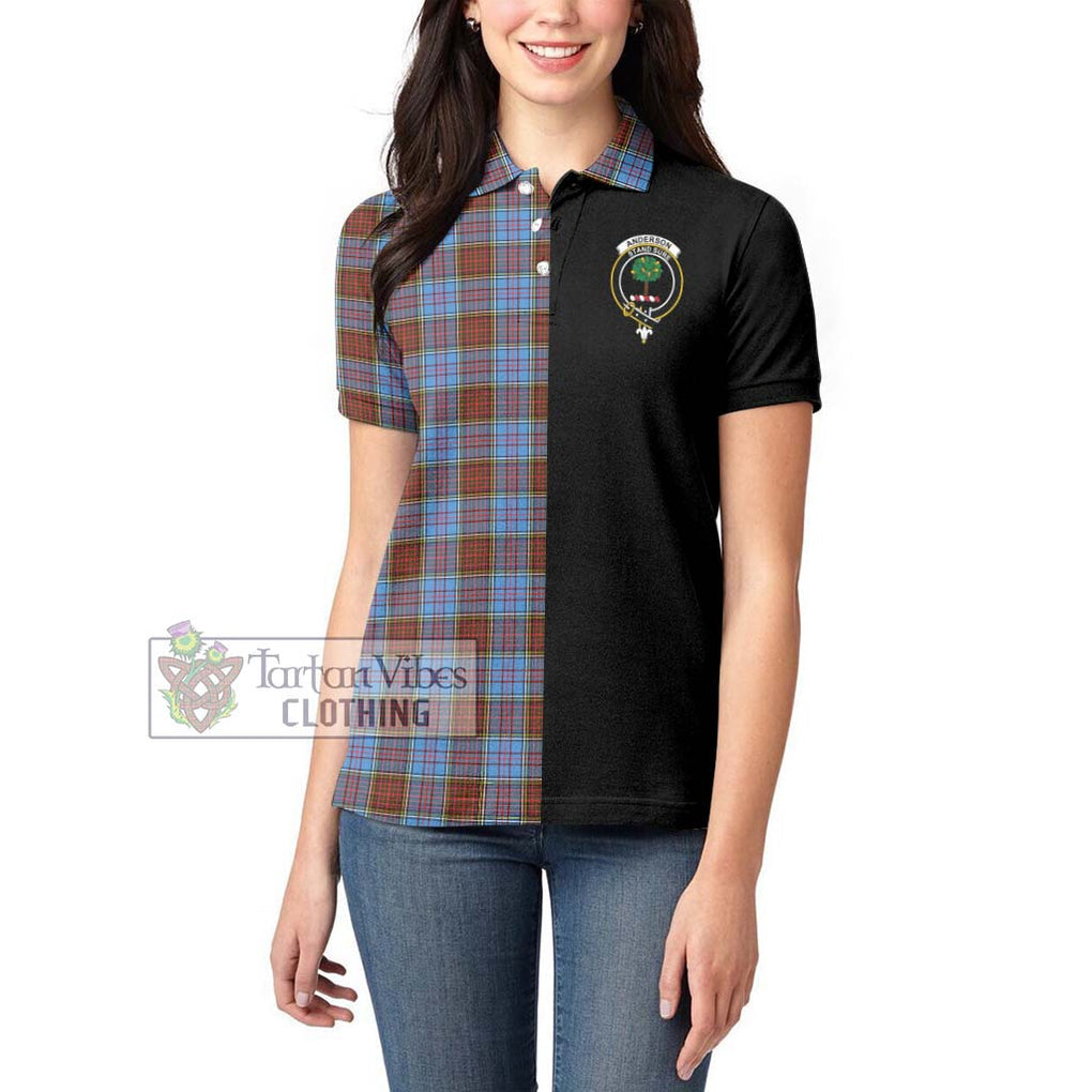 Anderson Modern Tartan Women's Polo Shirt with Family Crest and Half Of Me Style - Tartanvibesclothing Shop