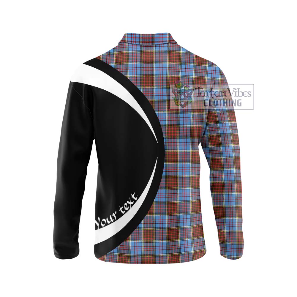 Anderson Modern Tartan Long Sleeve Polo Shirt with Family Crest Circle Style - Tartan Vibes Clothing