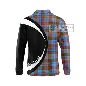 Anderson Modern Tartan Long Sleeve Polo Shirt with Family Crest Circle Style