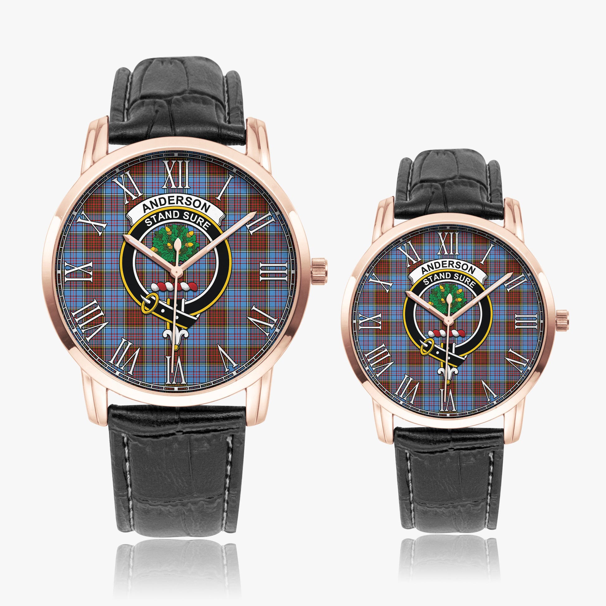 Anderson Modern Tartan Family Crest Leather Strap Quartz Watch - Tartanvibesclothing