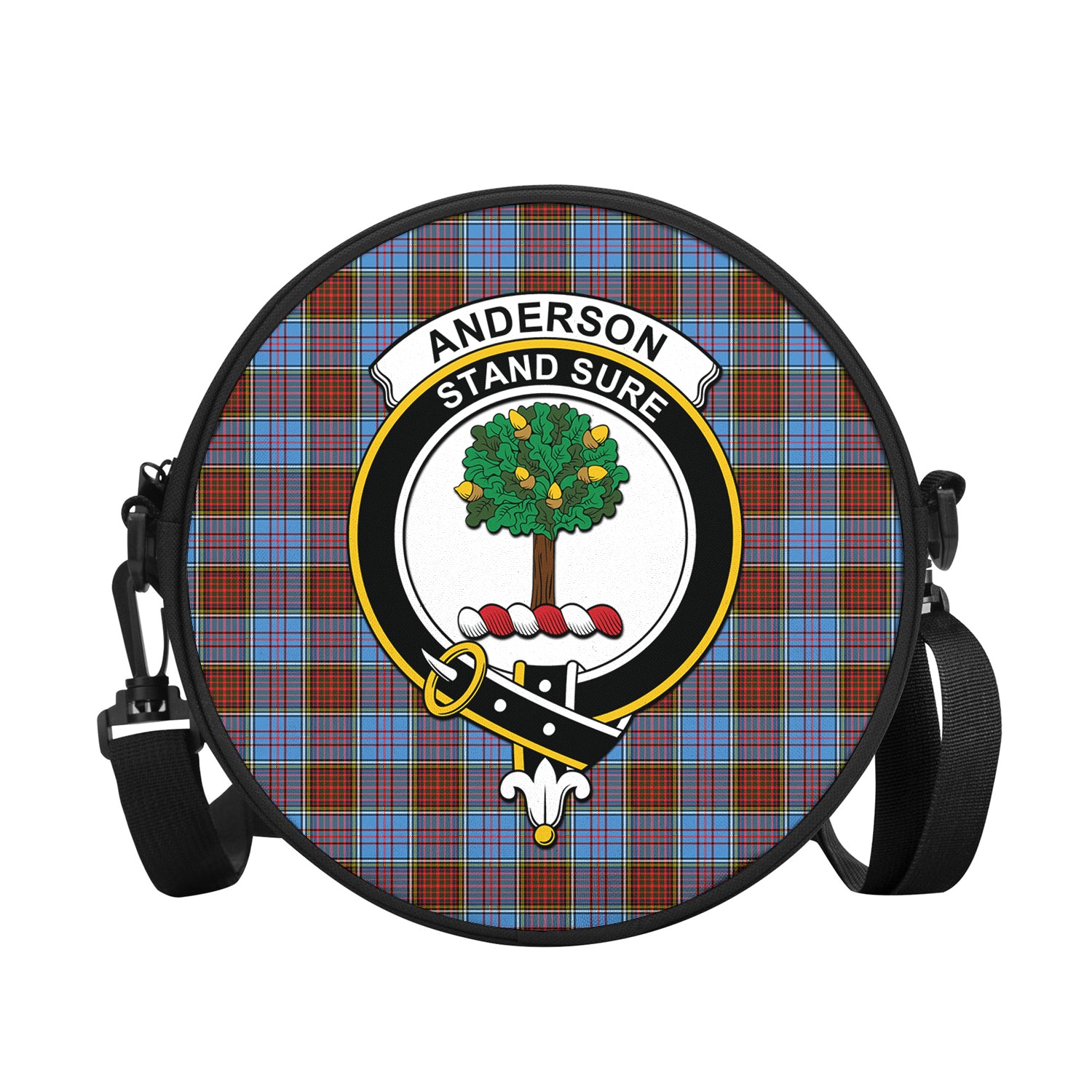 Anderson Modern Tartan Round Satchel Bags with Family Crest - Tartanvibesclothing
